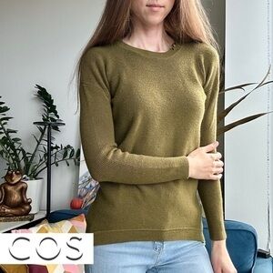 COS Merino Wool Green Long Sleeve Middle Sweater XS